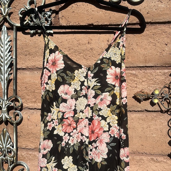 Billabong Dance on the Air Dress Floral Maxi Cottagecore Sleeveless Sheer Small - Picture 5 of 13